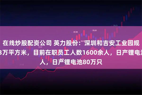 在线炒股配资公司 英力股份：深圳和吉安工业园规划面积13万平方米，目前在职员工人数1600余人，日产锂电池80万只